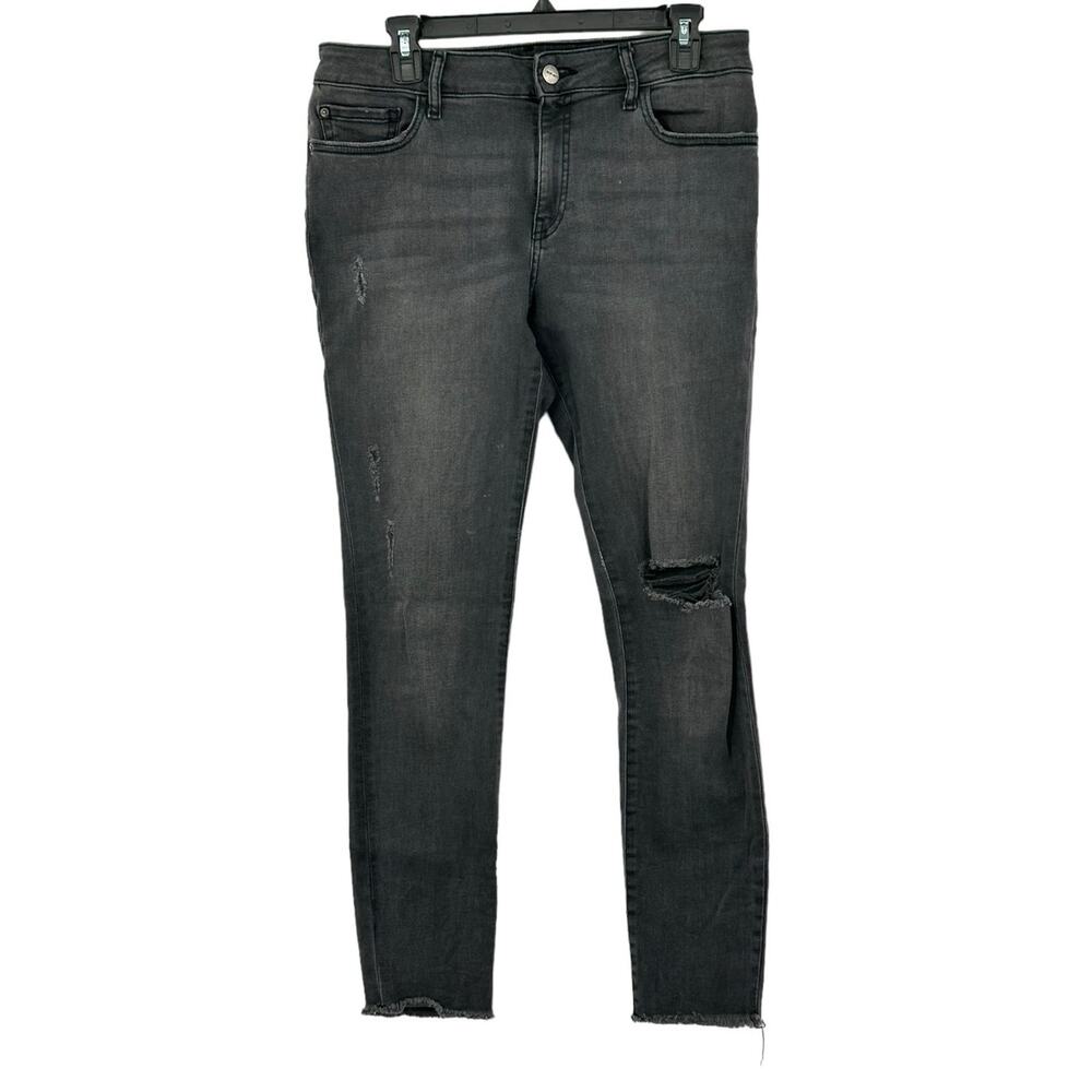 Warp + Weft Jeans Womens 29x28 JFK New York City Skinny Gray Distressed Grunge‎